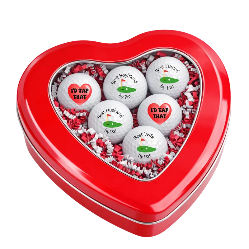 Valentine’s Golf Gift Set for Him Heart Tin Gift Box for Boyfriend Husband Golf Lover Gift with Romantic Charm