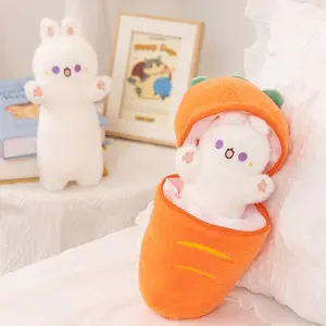 Carrot Rabbit Transformation Plush Toy for Birthdays, Easter Decor, Unique Mother's Day Gift Idea, Unisex Soft Cuddly Stuffed Animal
