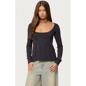 Edikted Women's Jaylah Cable Knit Babydoll Top