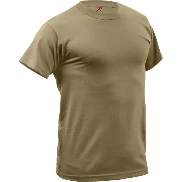 Men's Coyote Brown AR 670-1 Mil-Spec Round Neck Plain Short-Sleeve T-Shirt, 100% Polyester Quick-Drying Transpirable Menswear Top, Transpirable Men's Short-Sleeve T-Shirts, None