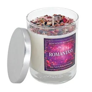 Romantasy Candle by New Moon Beginnings, Soy Wax, Aromatherapy, Herb and Crystal Candles
