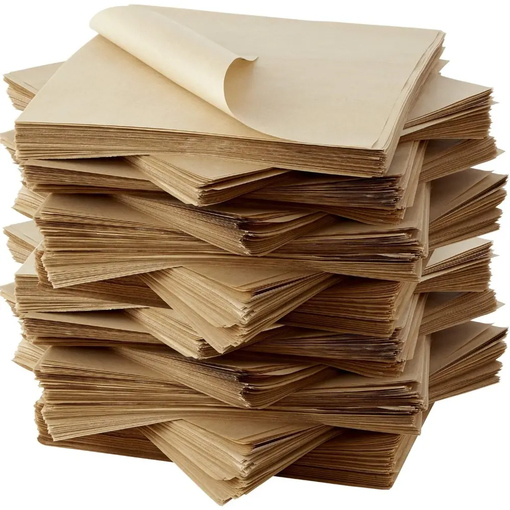 Recycled Paper Food Wrapping Sheets, 100-Piece Bulk Pack, 12x12in Chlorine-Free Greaseproof Rustic Classic Durable Squares - Eco-Friendly Bakeware Utensils for Cake Baking, Baked BBQ Picnic Needs