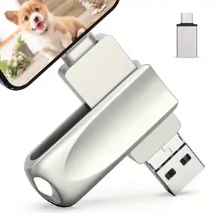 USB 3.0 Flash Drive 64GB/128GB/256GB/512GB/1TB, Multi-Purpose Storage Memory Stick Pen Drive Thumb Drive 4 in 1 Micro USB Stick for iPhone iPad iOS Android OTG Type-C, Christmas Gift for Boyfriend & Husband & Wife