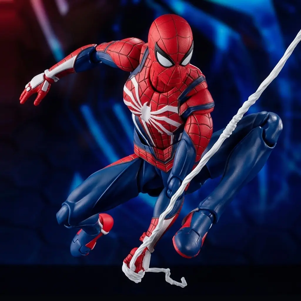 Marvel Spider-Man Advanced Suit Collectible Action Figure, Highly Articulated Super Hero Figure with Web Accessories, Interchangeable Hands & Display Stand