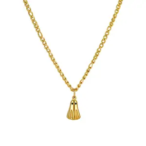 Ghost Pendant Necklace - 18K Gold Plated Stainless Steel