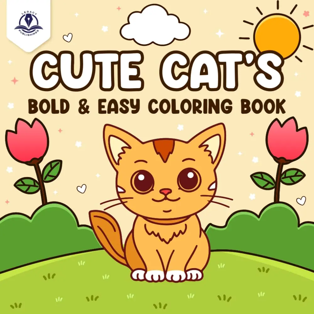 Cat Coloring Book for Adults and Kids: 50 Bold & Easy Cute Designs for Cat Lovers – A Fun and Relaxing Stress-Relief Gift