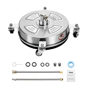 VEVOR 14" Pressure Washer Surface Cleaner 4 Wheels 4000 Max PSI 2 Extended Wands