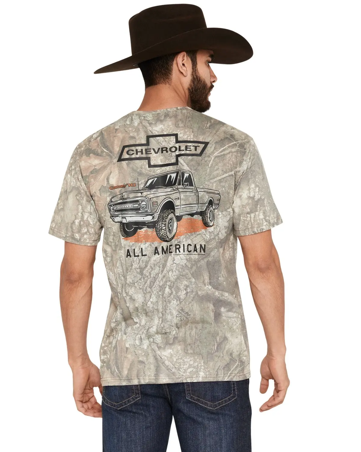 Buckwear Men's Men'S Chevy All American Camo Print Short Sleeve Graphic - 7143-Camo Chevy