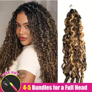 【New Color】ISEE HAIR Crochet Hair Burmese Curly Highlight Brown & Natural Black & #4 Chocolate Brown Human Hair Extensions Miracle Knots Pre-Separated 50g/Pack–Knotless Boho Braids, 4-5 Packs for Full Head Vacation Hair#Summervibes#ISEECrochetNewArrivals
