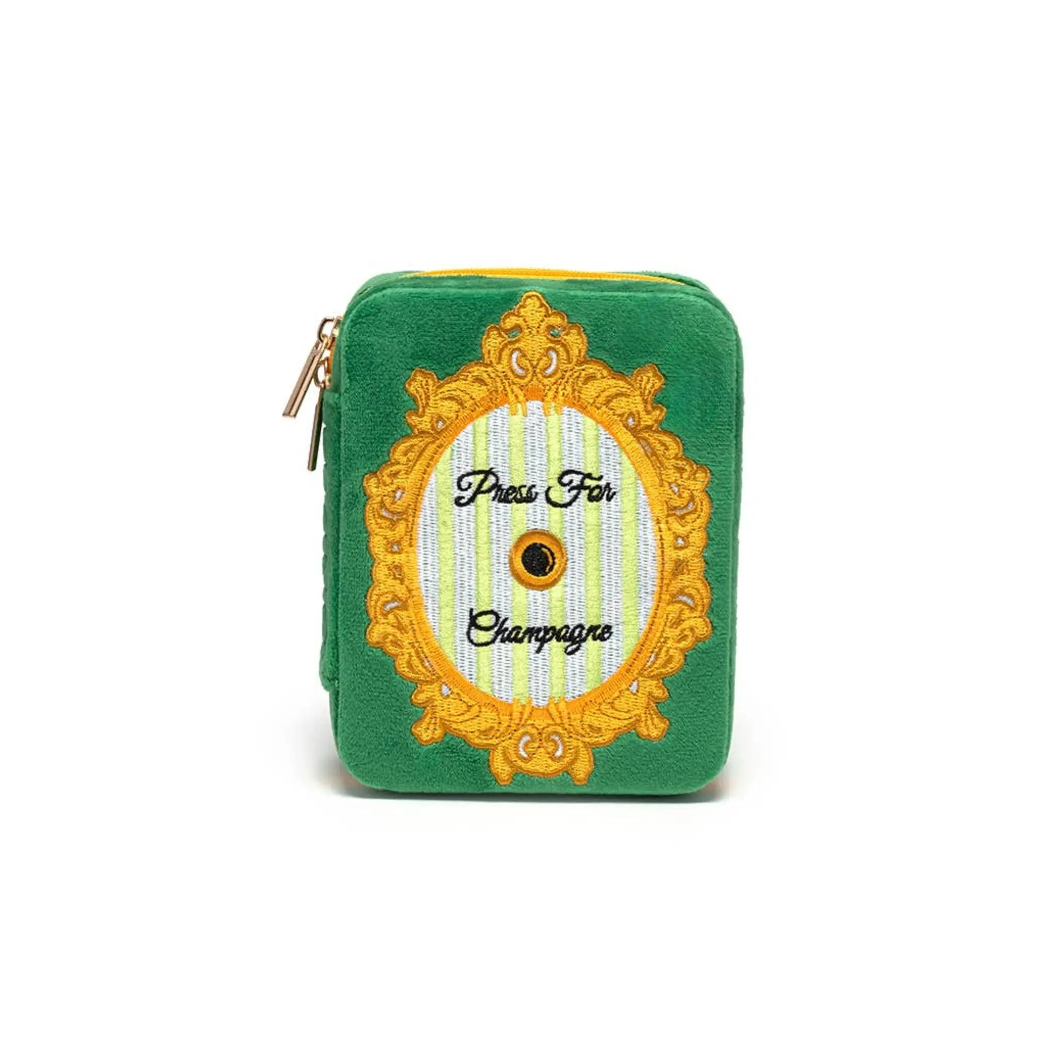 Press for Champagne Velvet Jewelry Travel Case