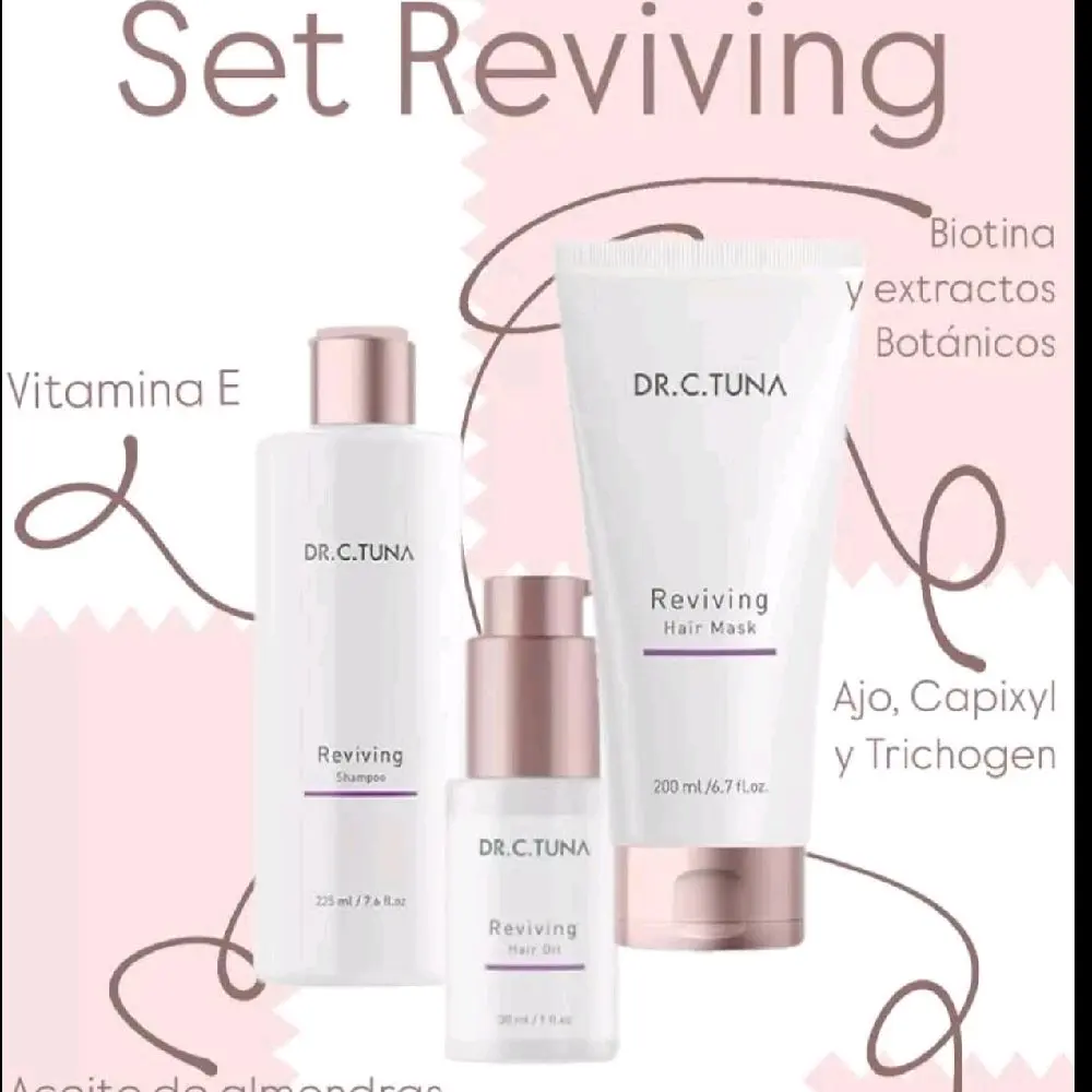 Dr Tuna Farmasi Set Reviving Volume Brush Heatless Hair Styling Double-Sided Lengthening Volumizing Smooth Molding Gel Sea Salt Spray Shampoo