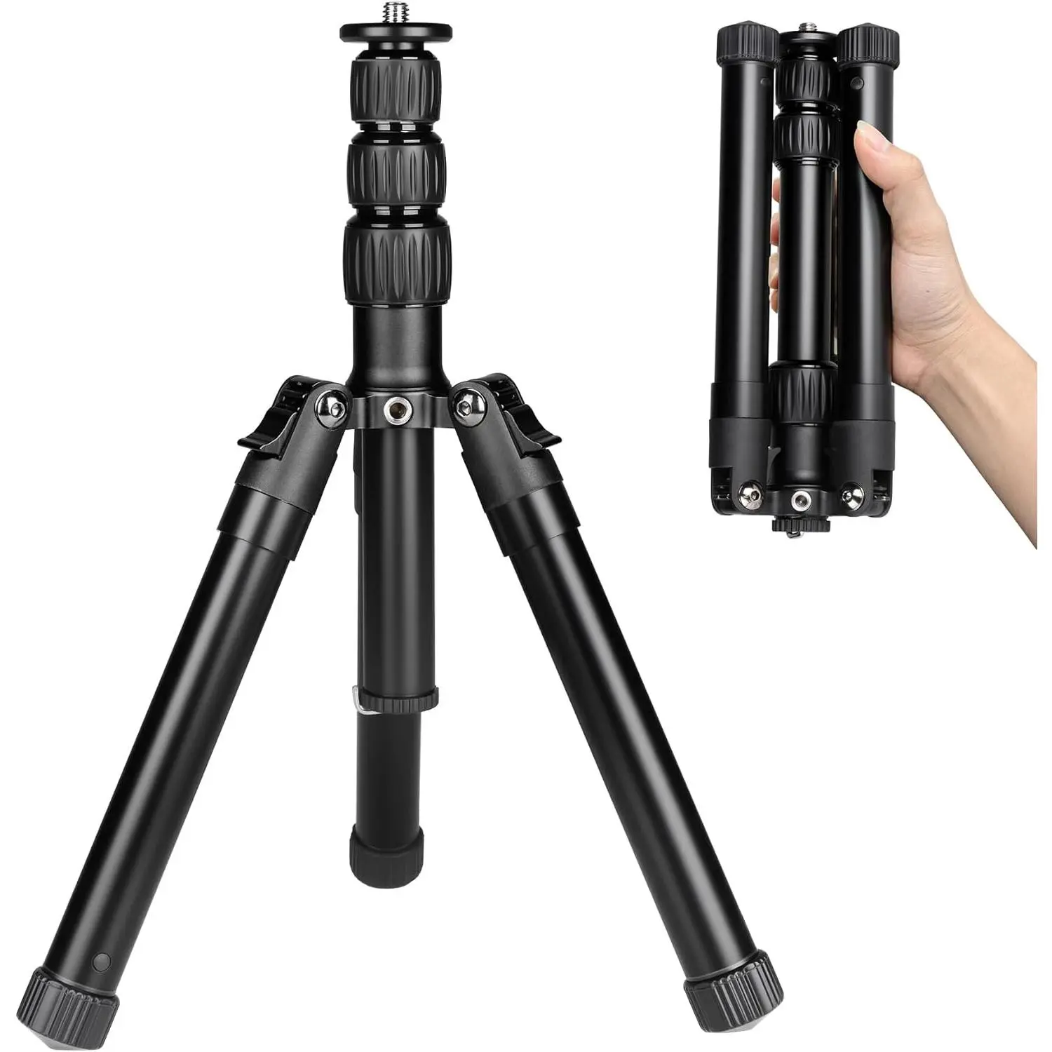 Compact Tripod for Camera, 51.6" Portable Travel Tripod with Fully Detachable Design, Heavy Duty 11lbs Load Capacity, 6-Section Camera Tripod with 3/8" Mount for DSLR,Action Camera,Vlogging