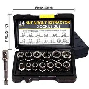 13+1 Counts Impact Bolt & Nut Extractor Socket Set with Storage Case, Stripped Rusted Frozen Rounded Off Bolt Screw Remover Kit for Auto Repair DIY Mechanic Holiday Gift Choice