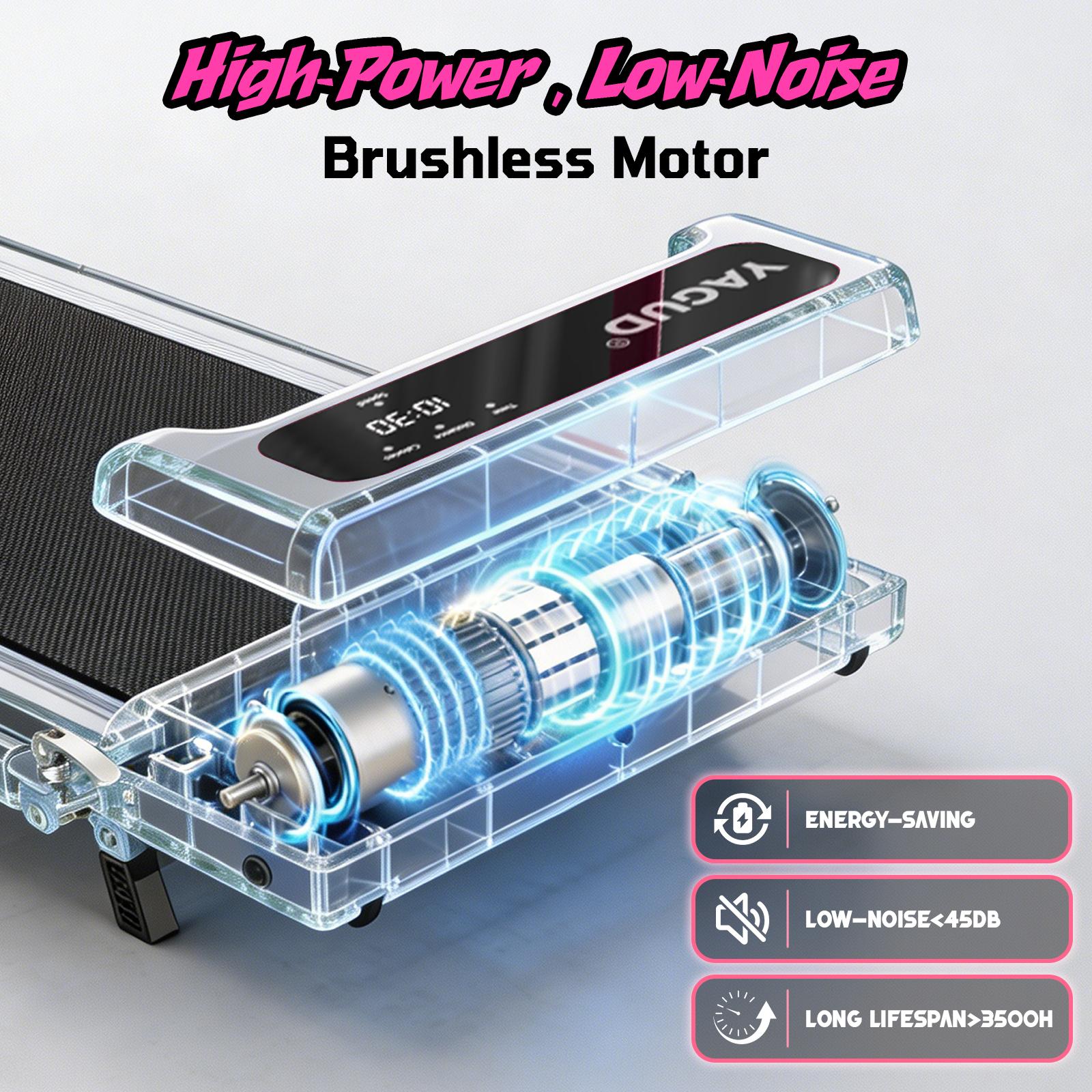 Yagud Treadmill with Incline, Walking Pad with Handle Bar, 265lbs Walking Pad, Portable Folding Walking Treadmills for Home/Office with Low Noise