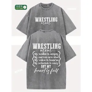 Washed Cotton T Shirt Oversized Loose Fit Women Double-Sided Print Reversible Top Round Neck Short Sleeve Vintage Streetwear Spring Summer 2026 New