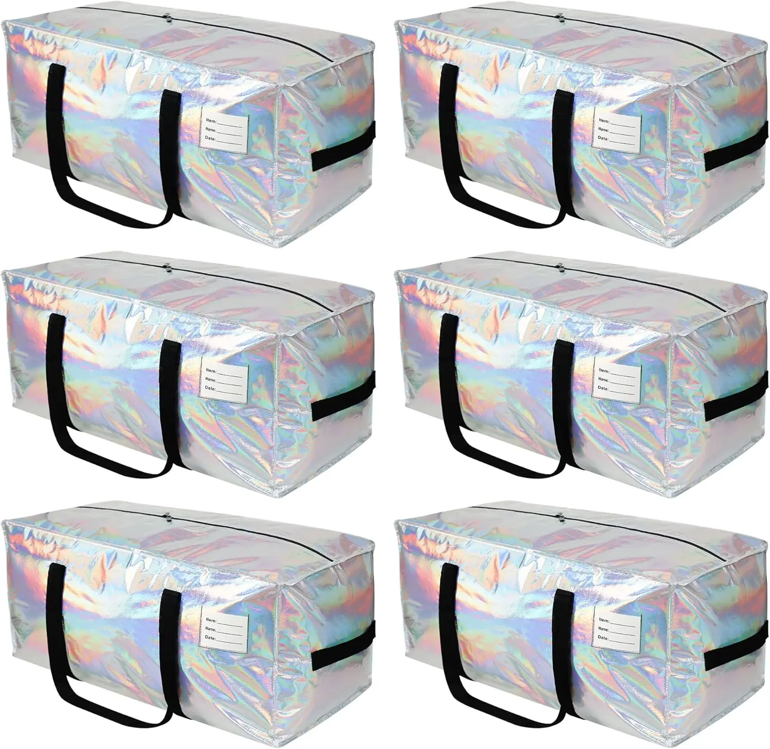6 Pack Extra Large Moving Storage Bags – 93L Zippered Bags for Dorm, Home Moving & Seasonal Storage