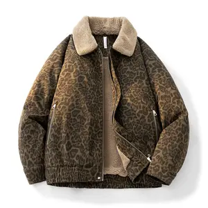 Vintage Leopard Print Lapel Fleece Lined Warm Jacket for Autumn Winter Trendy Casual New Coat Quilted Winter Outfits