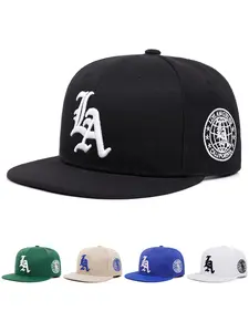 2025 Fashion Trend Flat brimmed Hat, LA Letter Side Earth Embroidery Personalized Street Pop Hip Hop Hat Outdoor Leisure Sports Sunshade Hat Daily Life Wear Decoration Male Female Same Style Fitted Cap Baseball Hat