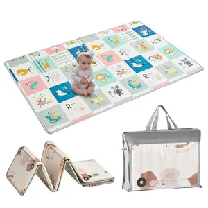 【FathersDayGift】VEVOR Baby Play Mat, 51""x79"" Baby Crawling Mat, Non-Slip One-Piece Foam Baby Playmat, Foldable Portable Reversible Floor Mat with Travel Bag, Waterproof Activity Playmats for Babies, Toddlers, Infants