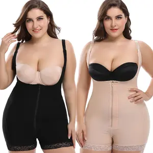 Woman Body Shaper Waist Trainer Lace Camisole Bodysuit Corset Butt Lifter Belly Tummy Control Plus Size Shapewear with Zipper Hooks