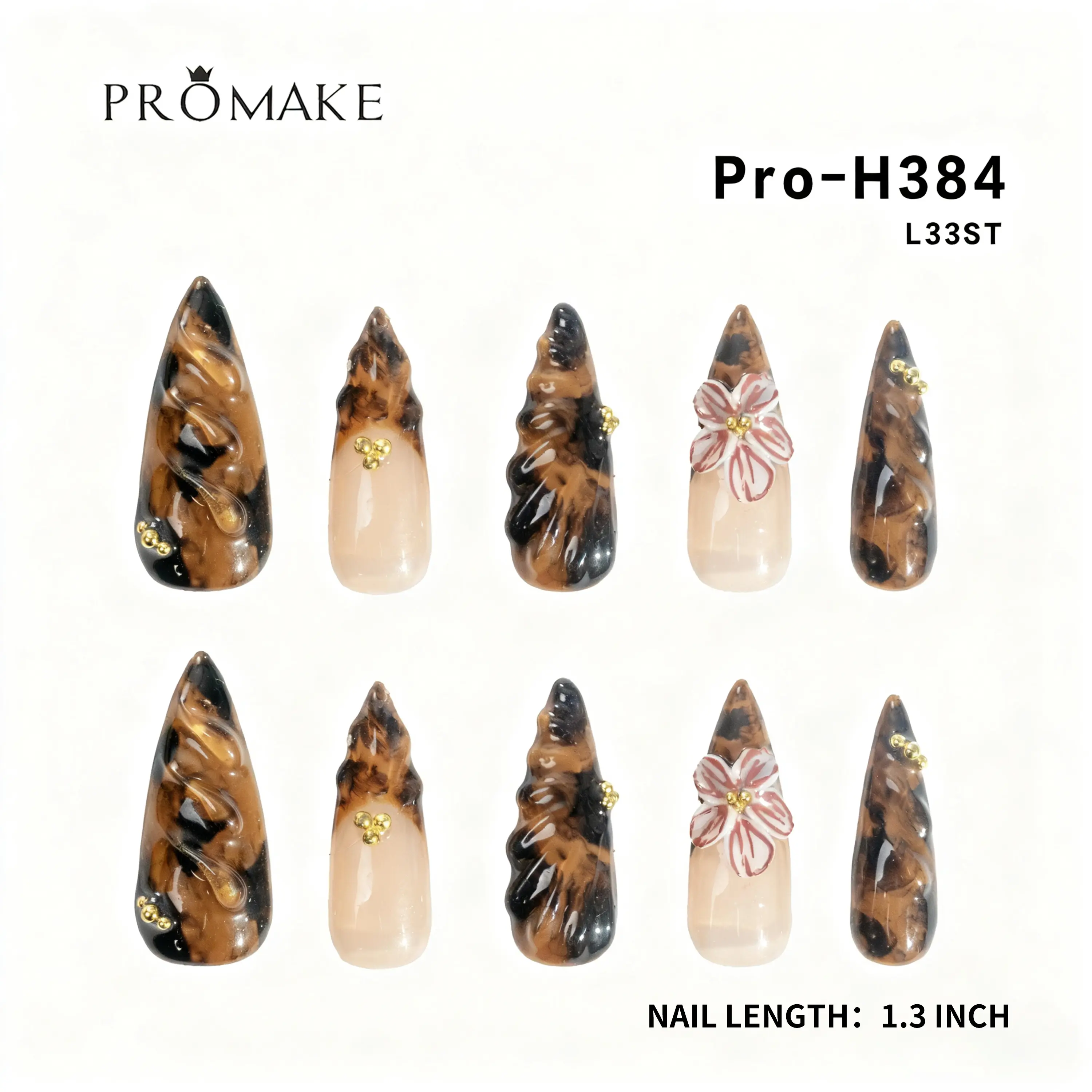PROMAKE MUST HAVE LD- NEW Girl MUST HAVE- Luxury Handmade Press on Nails-Nail Art Nail Care-With Nails Tools- 33MM Length Super Long Length - XS-XL Size