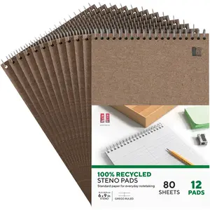 Staples Steno Notepads, 6" x 9", Gregg Ruled, 80 Sheets, Top Wirebound, 12-Pack