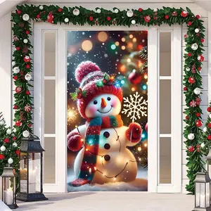 Elastic Room Door Decoration Set, Simple Installation Christmas Door Cover Banner, Happy Holidays Gate Hanging Background Decor, 82.7x35.4 Inch, Party Decorations Outdoor Banners