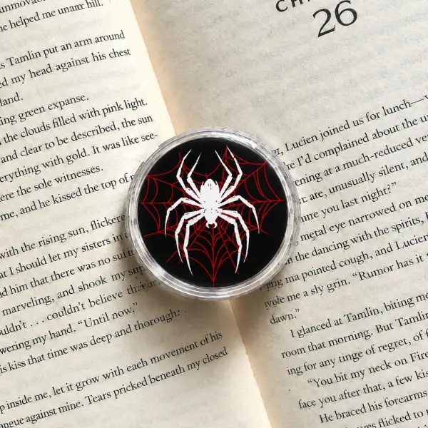 Gothic White Spider on Red Web MagSafe Phone Grip, Spooky-Cute BookTok Reader & Dark Fantasy Novel PopSocket, Aesthetic Spooky Phone Accessory