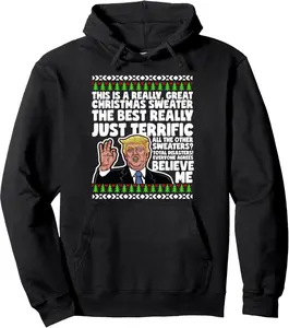 Funny Donald Trump Ugly Christmas Sweater Parody Speech Pullover Hoodie