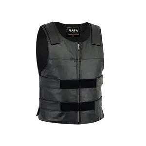 MARA Bullet Proof Style Black Leather Motorcycle Vest