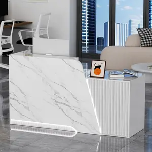 Modern Minimalist Double Layer Marble Pattern Reception Desk with Drawers for Elegant Office Space Functional Design & Sleek Appearance