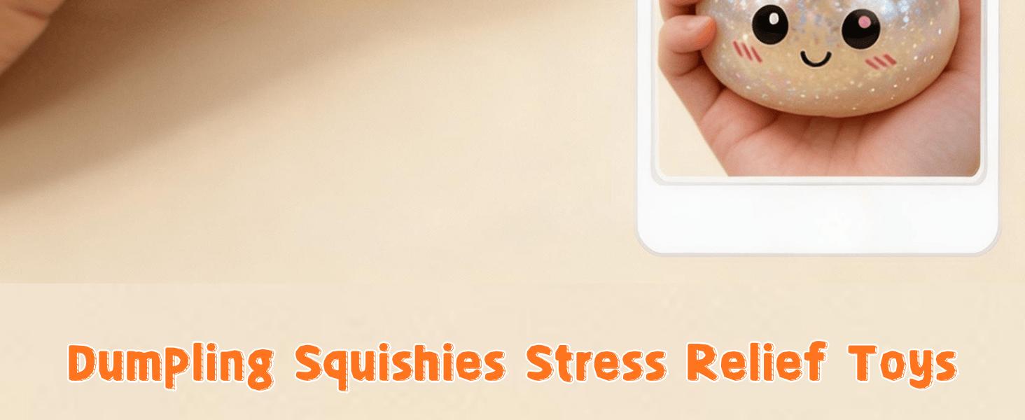 Dumpling Squishy,2026 New Glitter Dumpling Stress Relief Toy with Steamer Box for Stress Relief