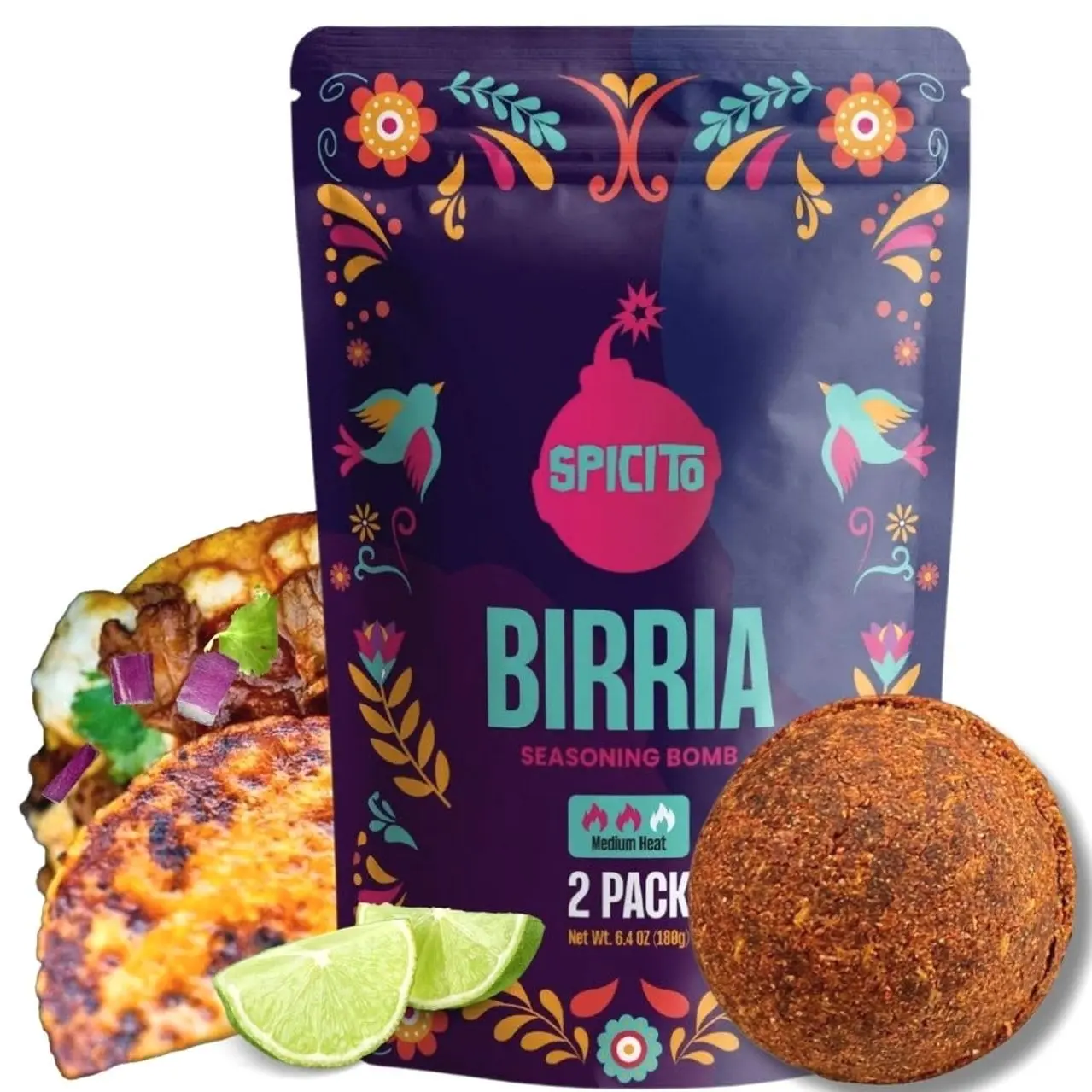 Birria Bombs Seasoning 2-Pack - Just Add Water & Meat for Easy Cooking, Authentic Mexican Spices. Ideal for Stove Top, Slow Cooker, Pressure Cooker