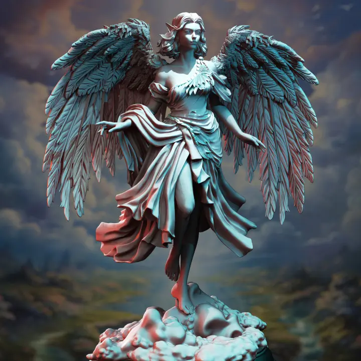 Cesedra The Angel of Love 3D-Printed Resin Miniature - Feathered Wings, Hyper Realistic Decorative Accessory, DM Stash Home Decor Statue, 3D-Printed Resin Miniatures, Decorative Accessory Miniatures
