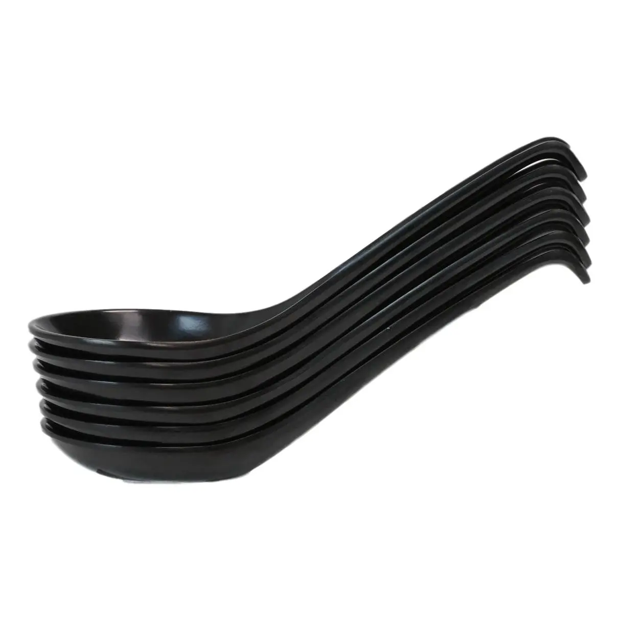 Glossy Black Melamine Ladle Style Soup Spoons With Hook Ends 1oz Set of 6 Spoon