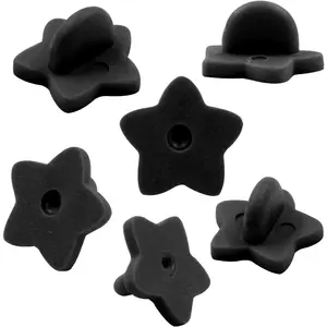100 Pack Star Shape Rubber Pin Backs Lapel Pin Backing Locking Pin Keepers Brooch Holder for Uniform Badge Hat Tie Black