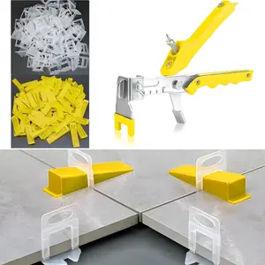 Tile Leveling System Kit, 600pcs Tile Leveler Spacers Clips+150pcs Reusable Wedges+1pc Tile Pliers for Wall/Tile Adjustment, Leveling Tile System for Tile(Yellow, 1/16"-1.5mm)