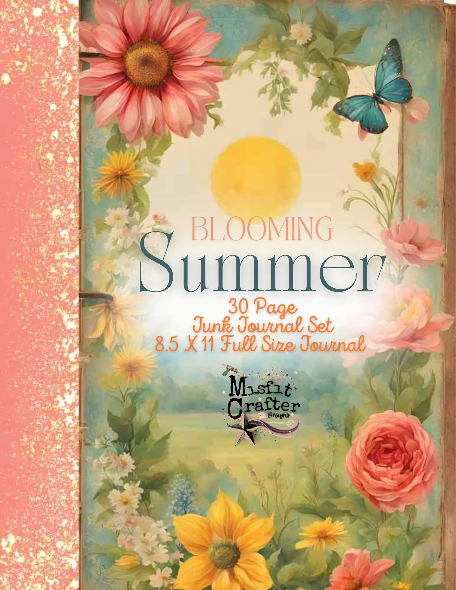 Blooming Summer Junk Journal Scrapbooking Paper Set embellishments inserts maker summer grimoire paper girl gift idea