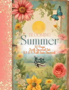 Blooming Summer Junk Journal Scrapbooking Paper Set embellishments inserts maker summer grimoire paper girl gift idea