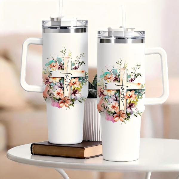 Christian Gifts for Women Tumbler 40oz With Handle & Straw - Faith Gift Bible Spiritual Woman- Encouragement Inspirational for Women - Religious Birthday, Christmas Gift for Mom, Sister, Daughter, Friends