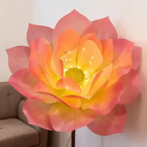 Lotus Flower Floor Lamp with Floral Fabric Art for Serene Bedroom Decor Christmas Gifts