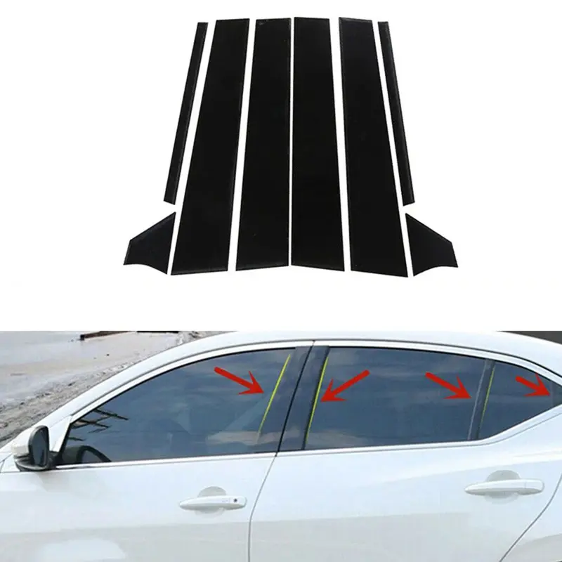 For Nissan Sentra 2020-2022, 8pcs Glossy Black Car Sticker Side Decals Window Decals For Vehicles Door Window Trim Pillar Posts Molding Cover
