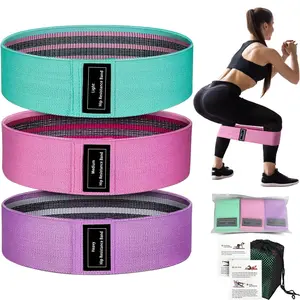 Deep Squat Yoga Resistance Band Cotton Glute Circle Hip Lift Ring Elastic Pull Rope (3 Colors), Workout Fitness Equipment, Workout Bands
