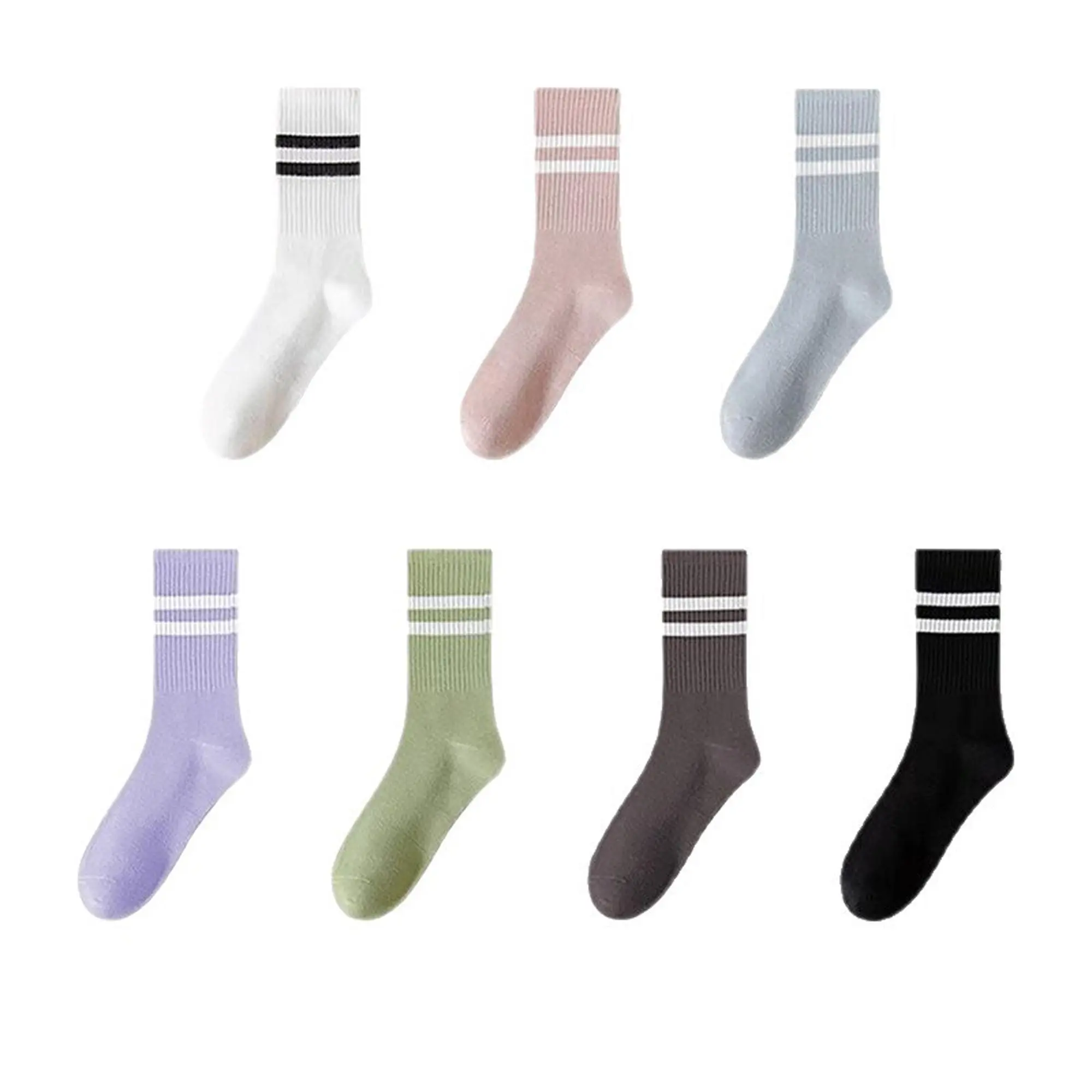 【Live Stream Discount-FBT】Women's Athletic Socks 25009, Anti-Odor, Antibacterial, Striped, Breathable, Comfort Fit, All-Season Sports Socks for Running, Yoga, Casual Wear