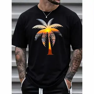 Palm Tree and Sunset T-Shirt – Casual Short Sleeve for Laid-Back Days