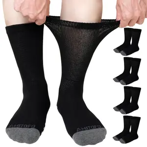 Slip Diabetic Socks: 4 Pairs Non Binding Hospital Socks for Men Women with Grips Elderly Edema 9-15 scented Women's Plush Lounge Calf Socks eco