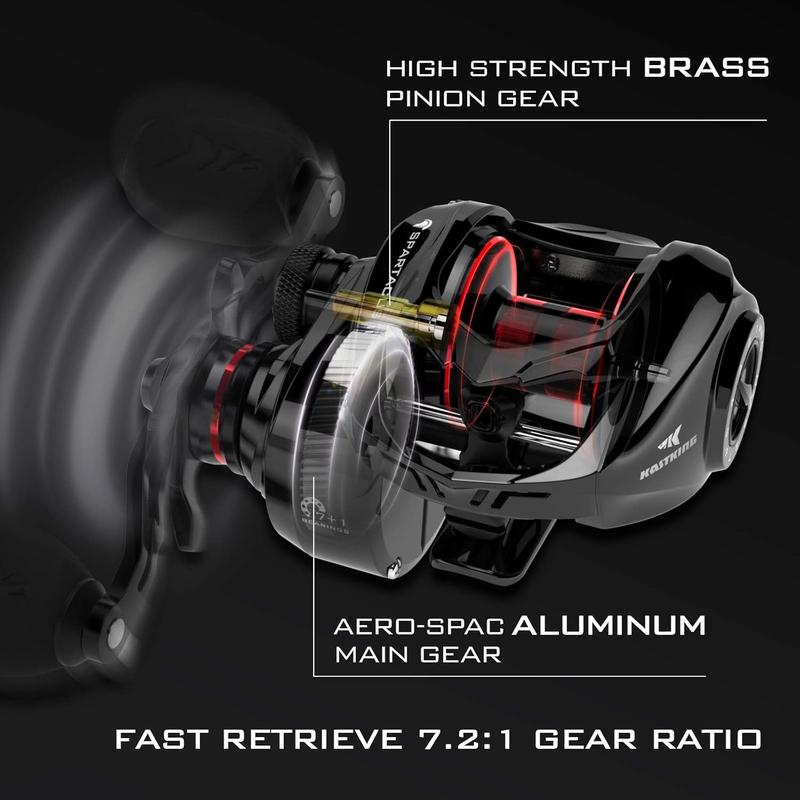KastKing Spartacus II Baitcasting Fishing Reel，Reel Combo,6oz Ultralight Baitcaster Reel,spinning Super Smooth with 17.6 LB Carbon Fiber Drag, 7.2:1 Gear Ratio, 39mm Palm Perfect Lower Profile Design For Beginner Fishing Reel