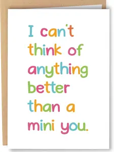 Cute Baby Shower Card | "A Mini You" Romantic Anniversary Note | Sweet Colorful Typography Greeting Card for Partner