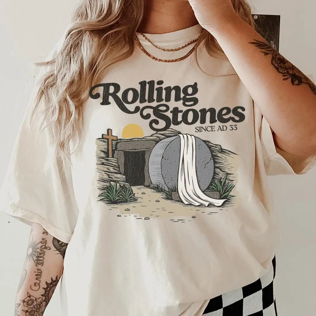 Rolling Stones Since AD Tshirt, Funny Easter Apparel, Comfort Color Shirts, Crew Neck Cotton Men Gifts