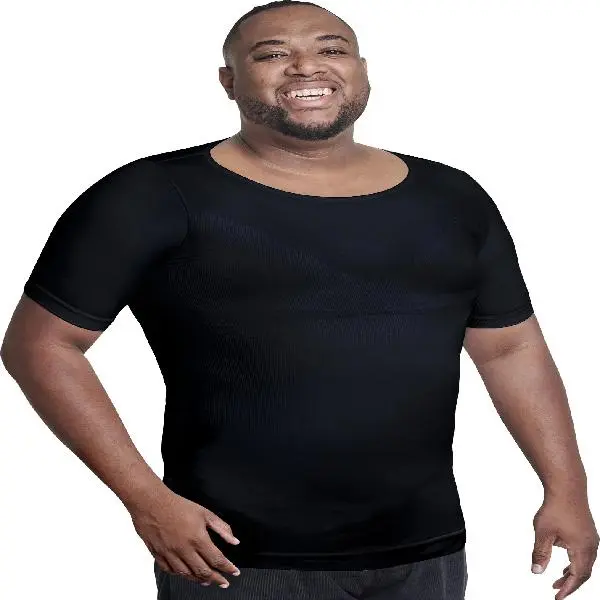 QORE LOGIQ Gynecomastia Short Sleeve Slimming Compression Shirt Men Black